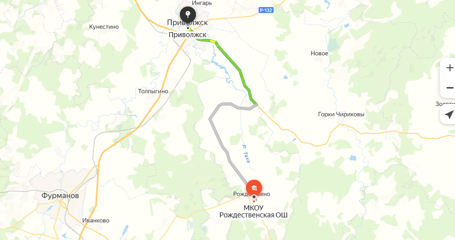 Схема проезда из г. Приволжск  Ивановской области